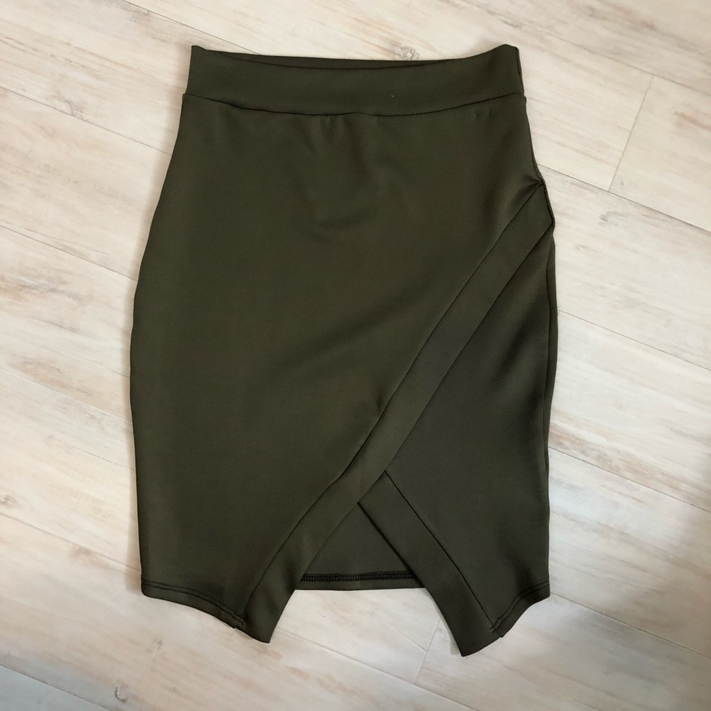 Olive green pencil skirt